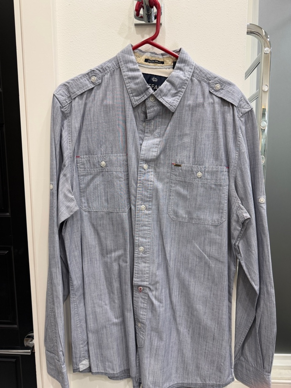 Buffalo David Bitton Light Blue Pinstripe Men's Button-Down Shirt
